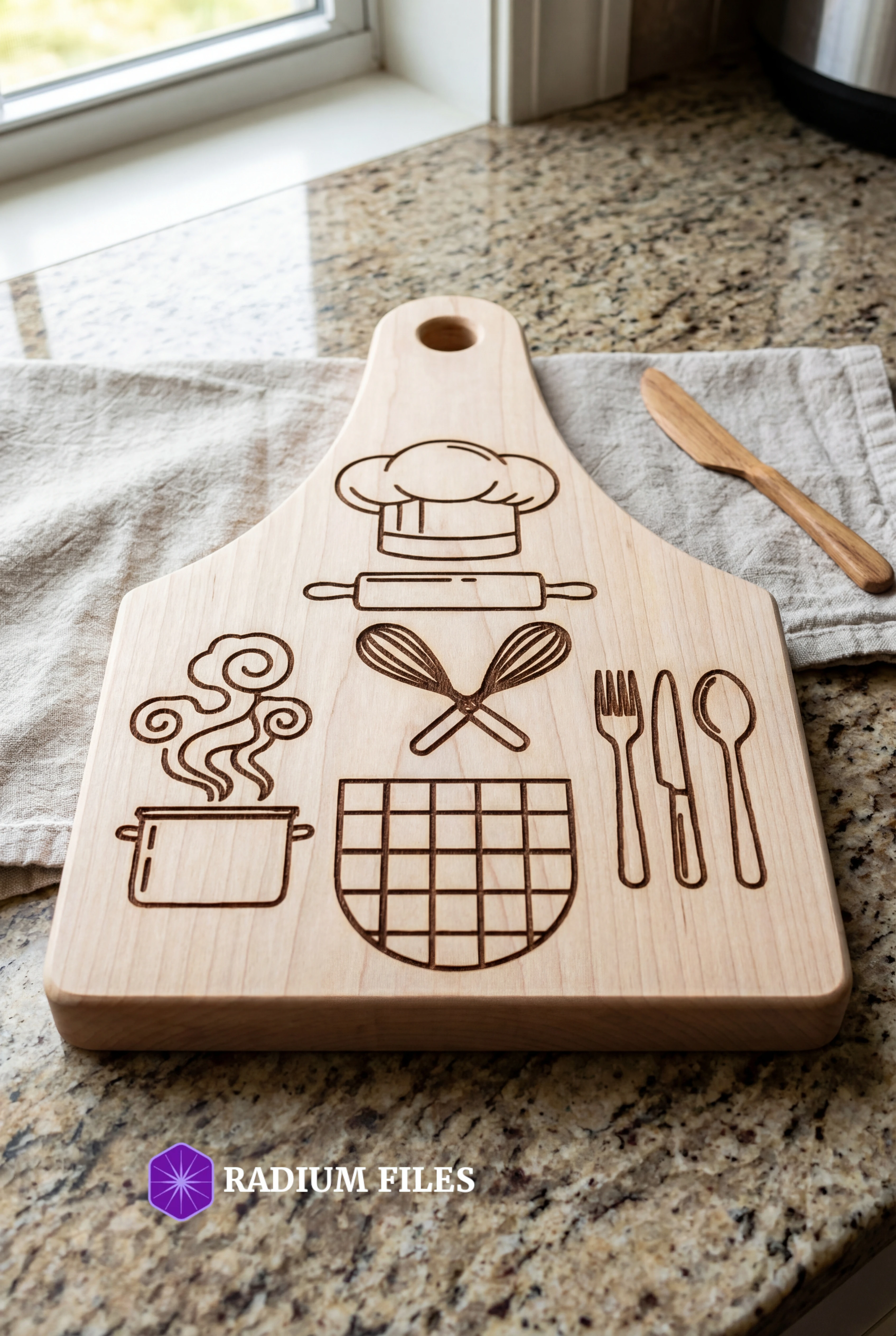 Kitchen Apron Engraved Cutting Board Design(DigitalFile)-Laser Engraving,Laser Cutting-SVG,DXF,AI,PDF
